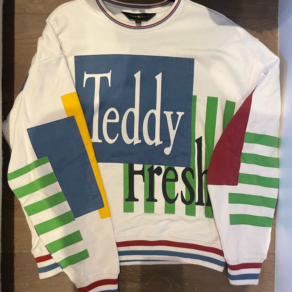 Teddy Fresh White and Blue Crewneck Sweater